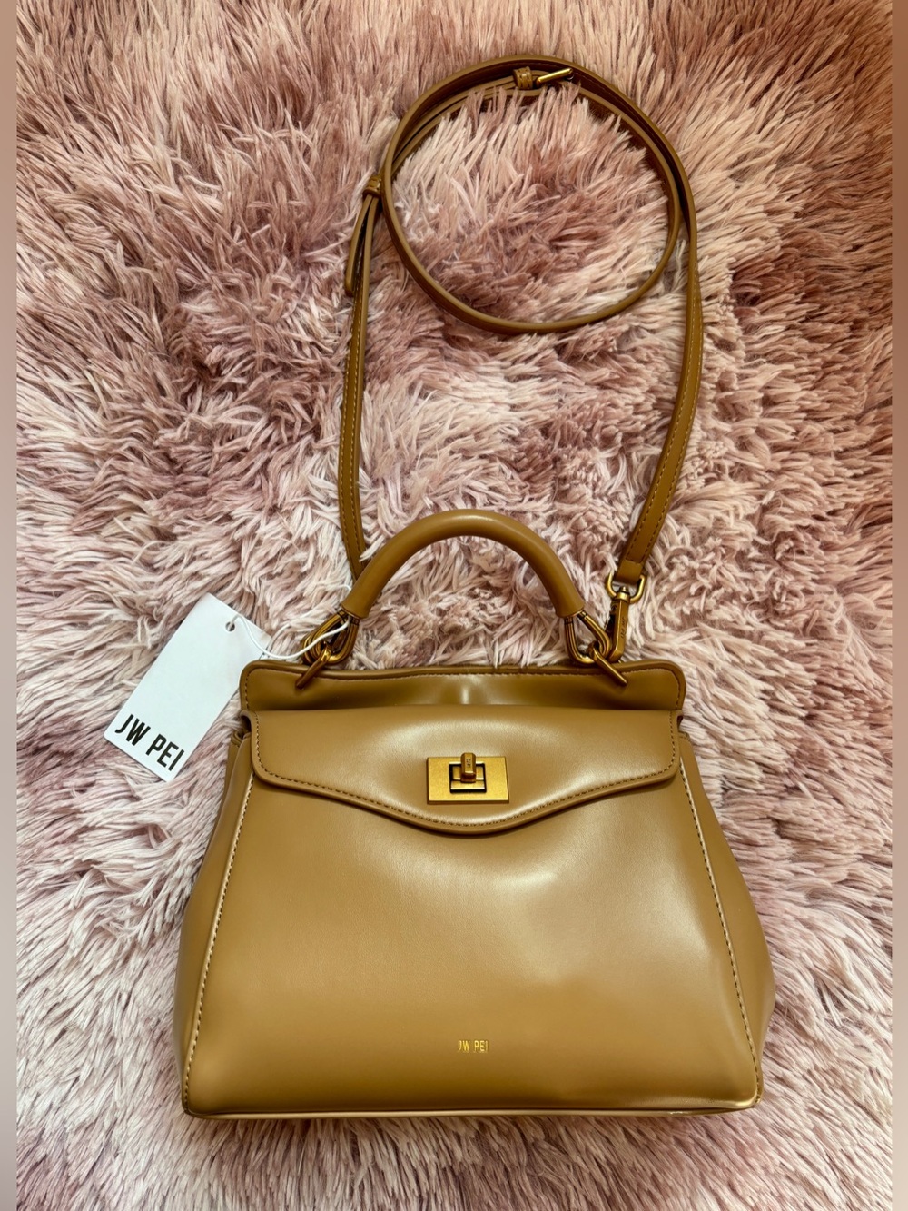 JW PEI Tan Top-Handle Crossbody Bag with Gold Hardware